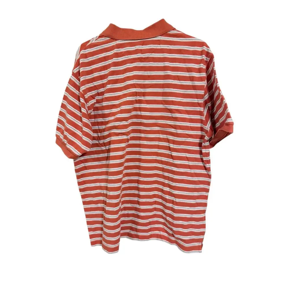 Chaps Ralph Lauren Polo Shirt Short Sleeve Orange Stripe Size XL